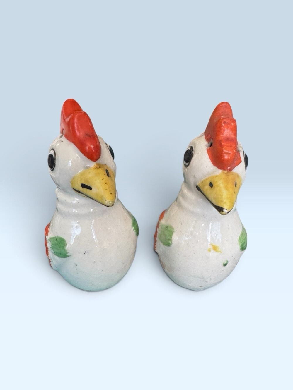 Vintage Colorful Rooster Salt And Pepper Shakers Japan Kitschy Chicken Handpaint